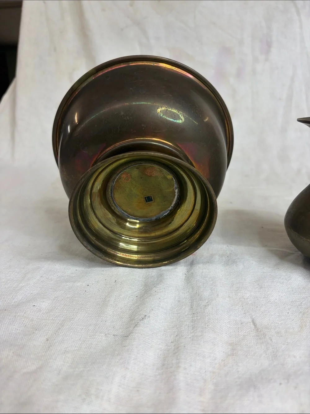 Vintage Brass Bowl and Creamer Set - Warm Brown Brass Finish